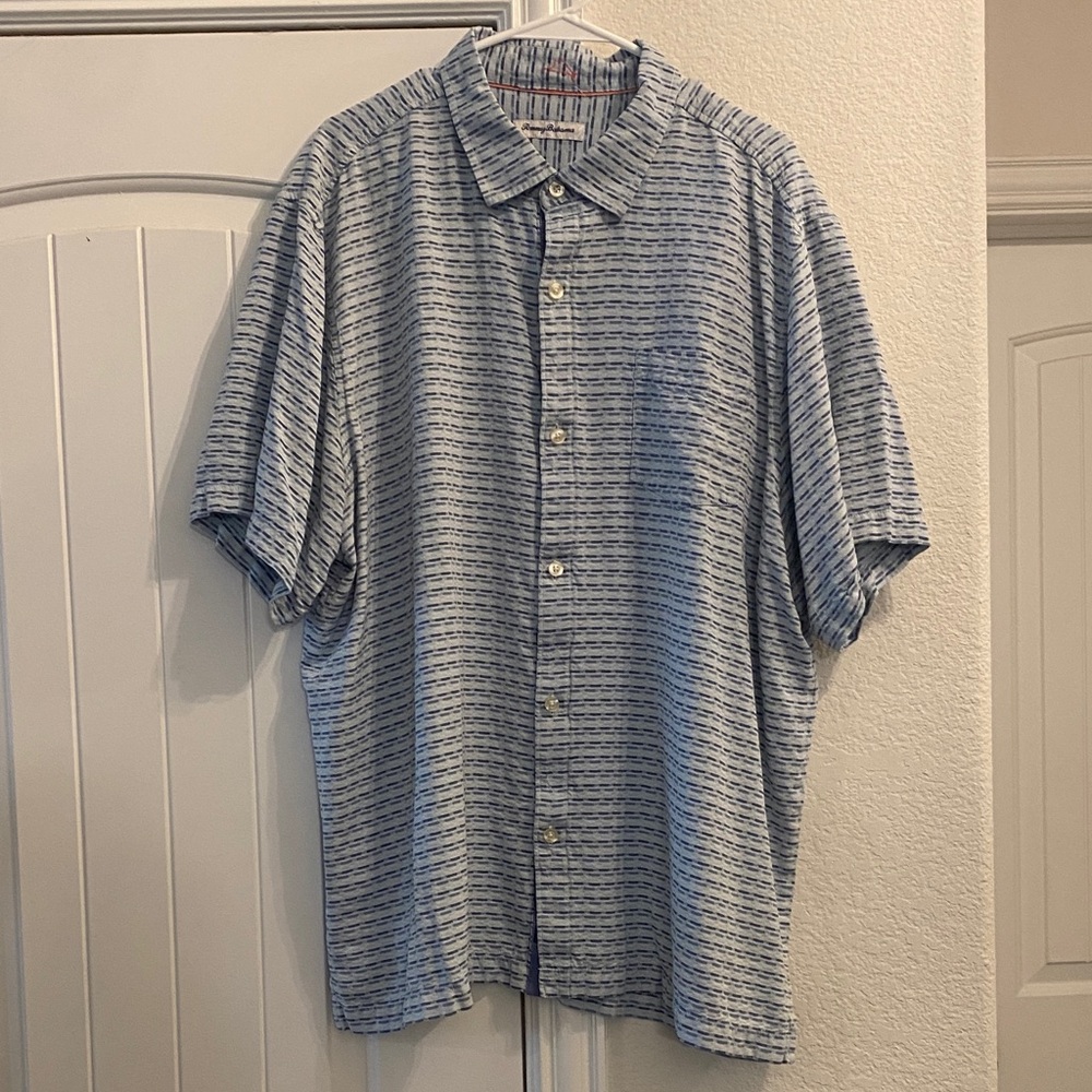 Tommy Bahama Men's Blue Design Button Down Shirt, 2XL